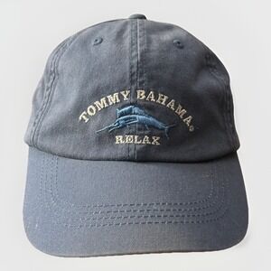 Tommy Bahama Hat Cap Strap Back Blue Relax Embroidered Mens Dad Baseball